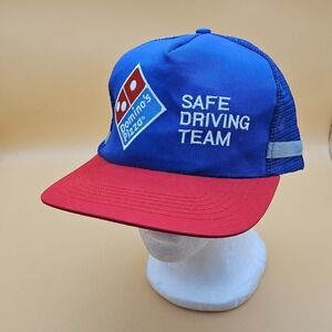 Vintage Domino's Pizza Safe Driving Team Mesh Trucker Snapback Hat Cap